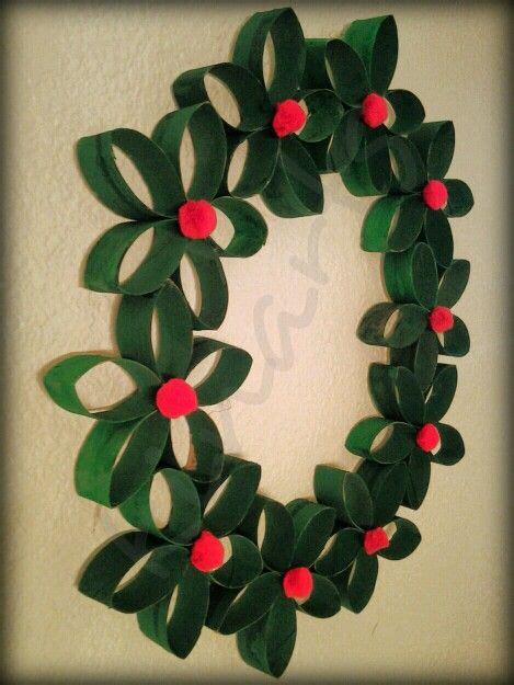 Diy Paper Craft Toilet Paper Roll Wreathchristmas Holiday Colors