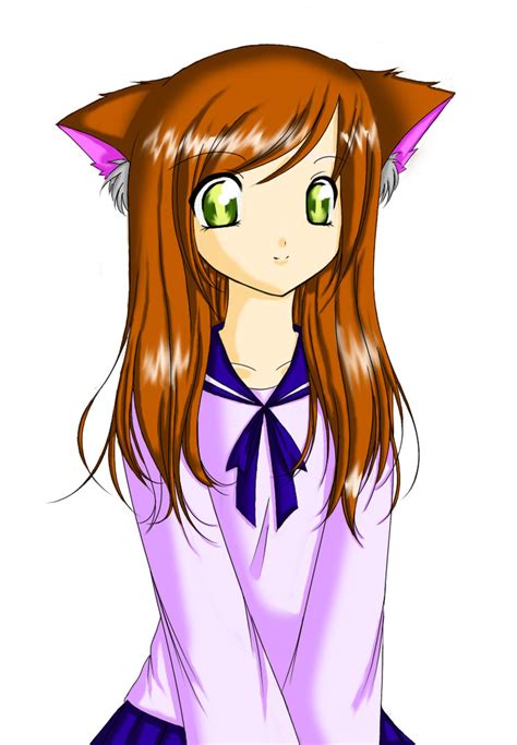 Anime Cat Girl Coloured By Lunaticflowerxx On Deviantart