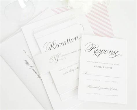 Light Pink Wedding Invitation Pink White Pink And White Upscale Chic Script Font Sweet