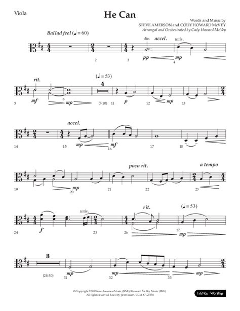 He Can Choral Anthem SATB Viola Sheet Music PDF Arr Cody McVey