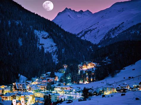 Full Moon City In The Alps On A Winter Night Image Id 306464 Image