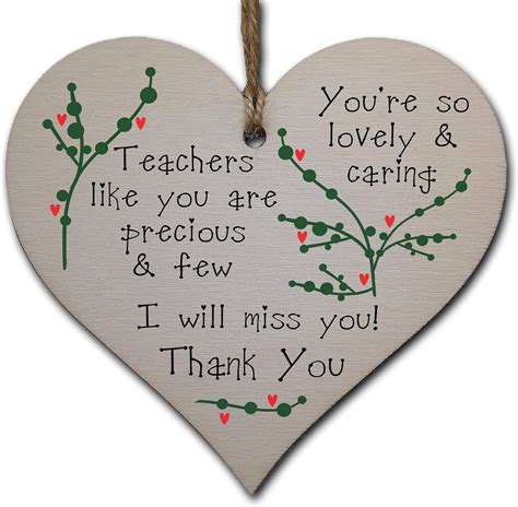 Handmade Wooden Hanging Heart Plaque T For A Great Teacher Thank You