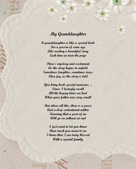 Granddaughter Poem Love Poem X Print In Granddaughter