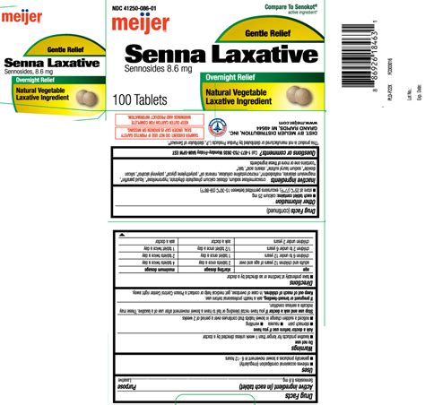 Ndc Package 41250 086 01 Senna Laxative Tablet Oral