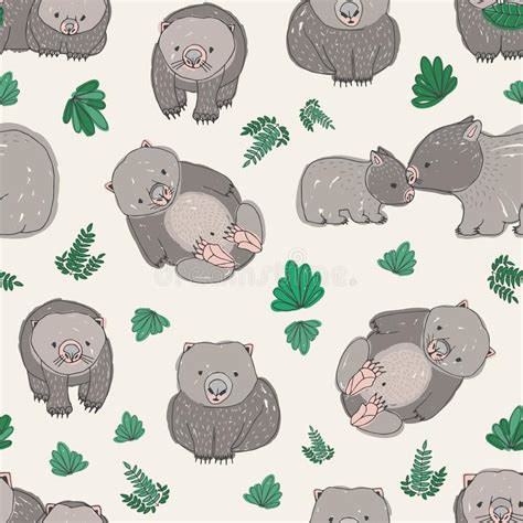 Seamless Background Design Wombats Stock Illustrations Vecteurs