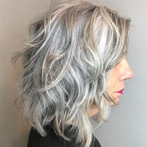 32 Curly Gray Shag Over 60 Medium Length Hair Styles Grey Hair