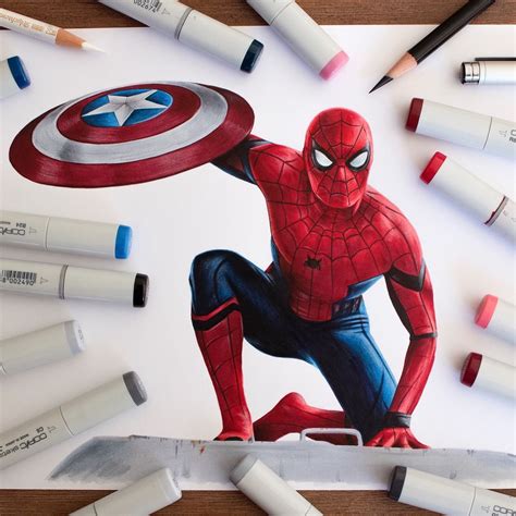 Spider Man Drawing Done With Copic Markers And Pencils Spiderman