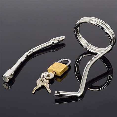 men stainless steel penis delay ring male chastity belt with urethral sound penis ring bdsm sex