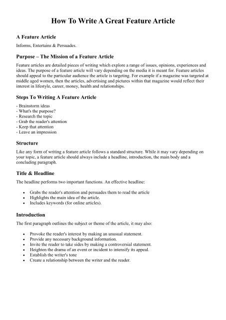 ⛔ How To Write Feature Writing The Art Of Safe Effective Feature