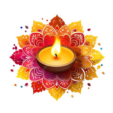 Happy Diwali Design With Diya Oil Lamp Hindu Festival Celebration