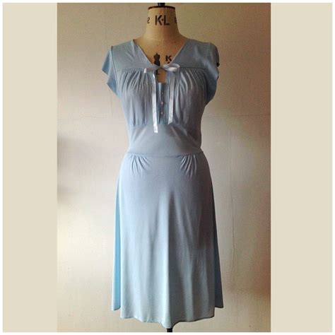 Powder Blue Original 40s Dress With Satin Ribbon Gown