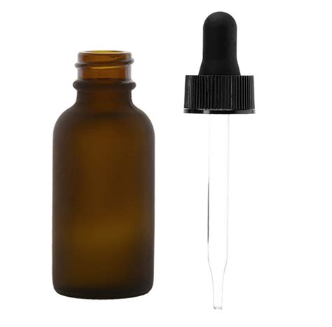 1 Oz Frosted Amber Glass Bottle W Black Regular Glass Dropper