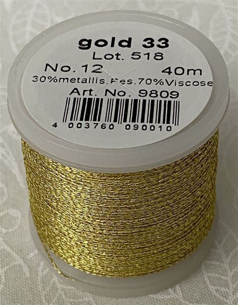 Madeira Metallic 12 33 Gold Hand Embroidery Thread 40m 3ply Divisible