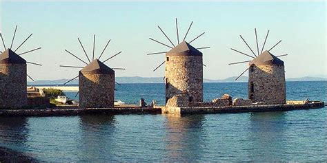 Windmills In Chios Islandgreece Chios 1st Century Aegean Sea Our