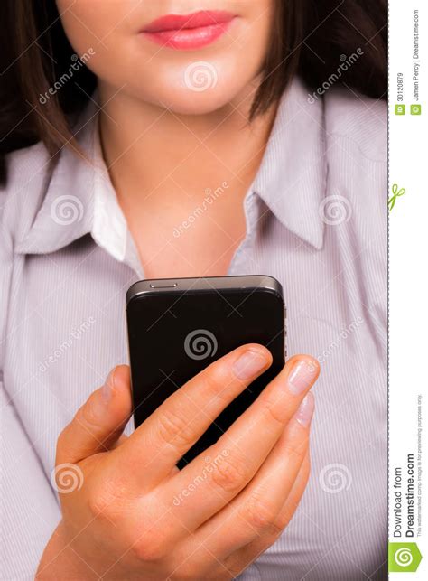 Beautiful Young Business Women With Iphone Mobile Device Stock Image