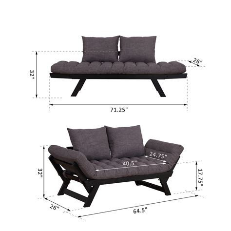 Convertible Sofa Bed Sleeper Couch Chaise Lounge Chair Adjustable