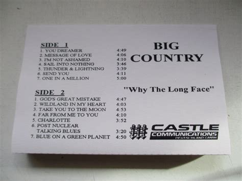 Big Country Why The Long Face 1995 Non Dolby Cassette Discogs