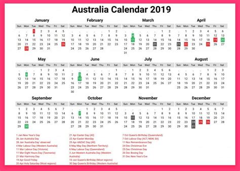 Printable Calendars Australia Calendar Templates