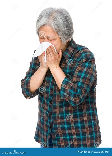 Old Woman Runny Nose Stock Image Image Of Isolated Female 55149609