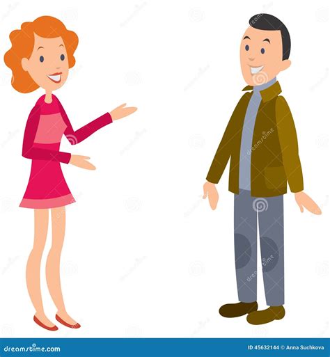 Cartoon Of Man And Woman Talking Cartoon Vector