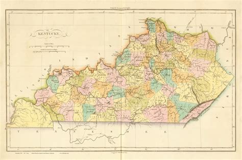 Kentucky 1825 State Map Carey French Map Only Old Map Etsy Old Map