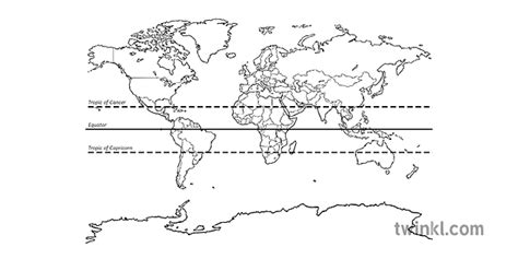 Harta Lumii Cu Tropic De Cancer Tropic Capricorn Si Ecuator Geografie