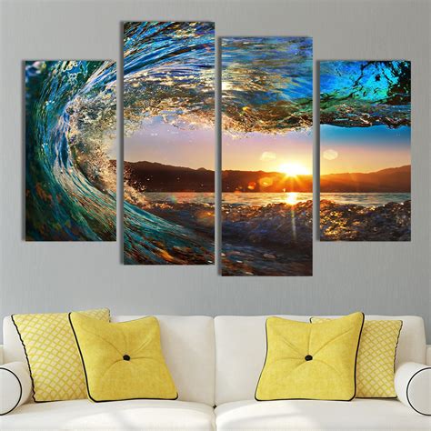 Great Wave Multi Panel Canvas Wall Art Elephantstock