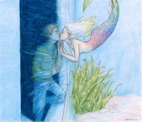 Mermaid And Man Kissing Glass Art Mermaid Art Mermaids Kissing Mermaids And Mermen