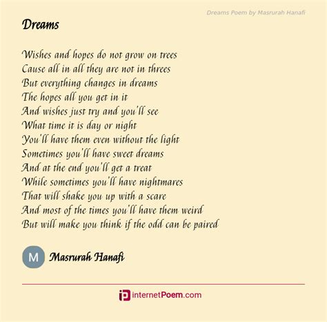dreams poem by masrurah hanafi