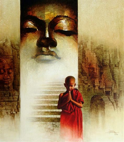 Amit Bhar 1973 Abstract Watercolor Painter Buddha Art Painting
