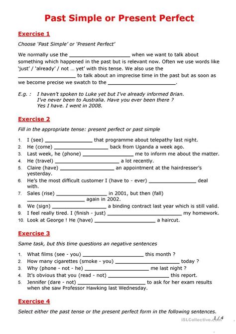 Past Simple Or Present Perfect English Esl Worksheets For Distance Learning And Physical