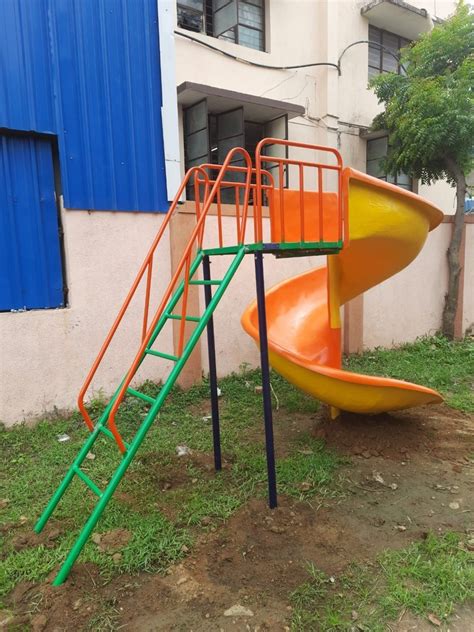Redyellow Blue Frp Playground Spiral Slide For Kids Play Equipment