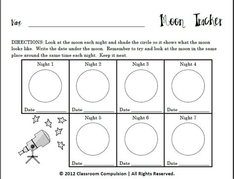Classroom Freebies Too Moon Tracker For Moon Phases Unit