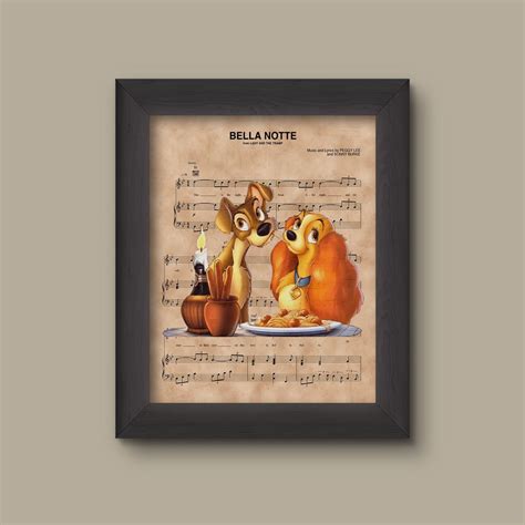 Lady And The Tramp Over Bella Notte Sheet Music Disney Poster