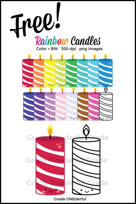 Free Rainbow Candles Clip Art Grade Onederful Rainbow Candle