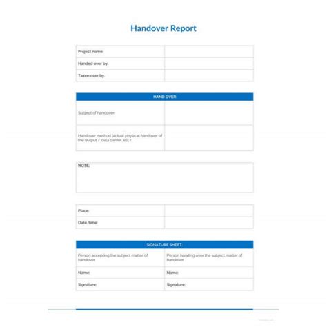 In case of hr person following checklist can be made section one: 26+ Handover Report Templates - PDF, DOC | Free & Premium ...