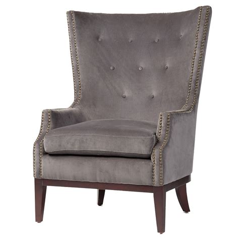 Gray Wingback Chair Lennon Exposed Oak Gray Velvet Wingback Chair