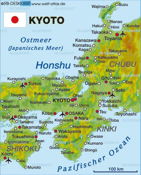 This is a list of japan's major islands, traditional regions, and subregions, going from northeast to southwest. Map of Kyoto (Region in Japan) | Welt-Atlas.de