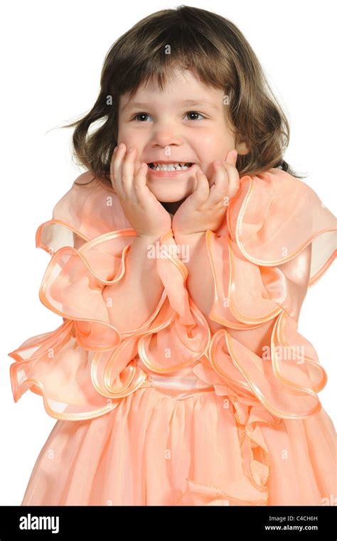 The Surprised Little Girl It Is Isolated On A White Background Stock
