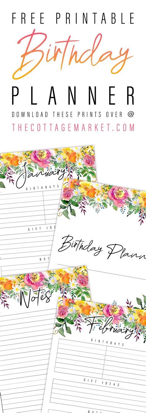 Free Printable Birthday Planner To Get You Organized The Cottage