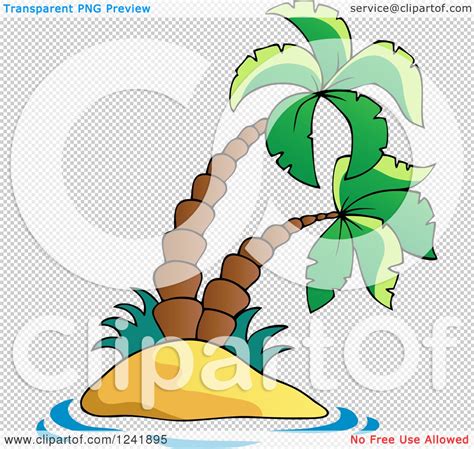 Clipart Of A Small Tropical Island With Palm Trees Royalty Free