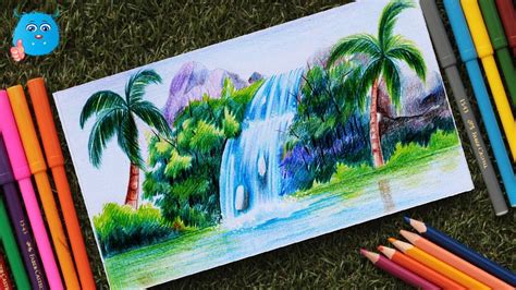 Drawing birds with pencil #birds drawing with pencil #pencil drawing in circle easy #how to draw birds scenery in circle #drawings. How to Draw a Scenery of Waterfall Easy - Waterfall ...
