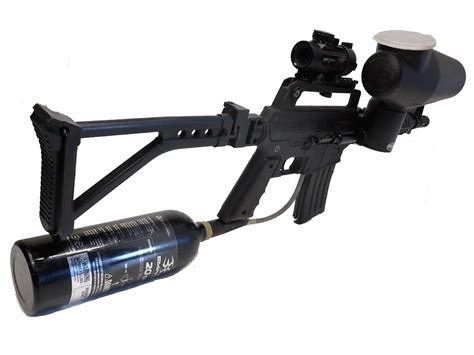 M16 Alpha Black Tactical Paintball Gun Wco2 Canister Cyclone Feed Sys