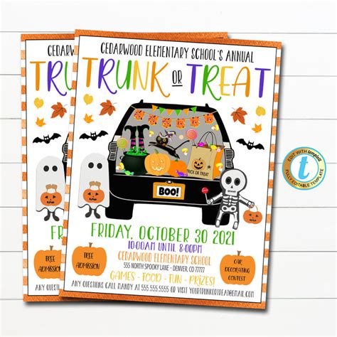 Trunk Or Treat Event Flyerinvitation Tidylady Printables