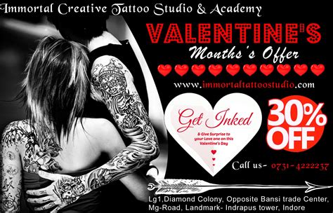 An Ad For Tattoo Studio And Academy Valentines Day Sale With Two Women
