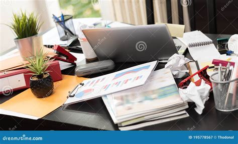 Messy And Cluttered Desk Royalty Free Stock Photography Cartoondealer