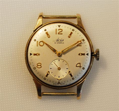 Sold 1957 Avia Mens 9k Gold Watch Birth Year Watches