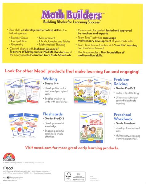 Mead Third Grade Math Builders Workbook Mead Products