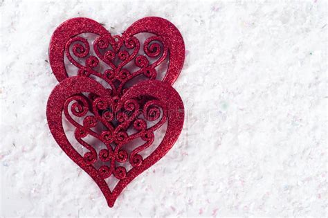 Double Heart Shape In The Snow Stock Image Image Of Love Closeup