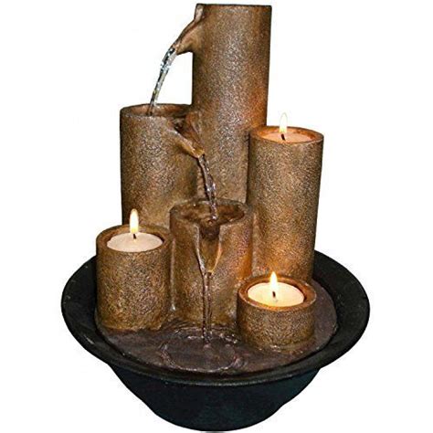 Alpine Wct202 Tiered Column Tabletop Fountain With 3 Candles Tabletop